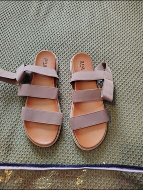 a.n.a Women’s Taupe Strappy Slide Sandals